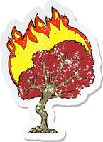 retro distressed sticker of a cartoon burning tree vector