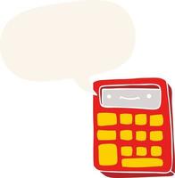 cartoon calculator and speech bubble in retro style vector