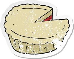 retro distressed sticker of a cartoon pie vector