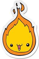 sticker of a cute cartoon flame vector