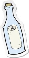 sticker of a cartoon message in bottle vector