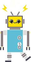 flat color retro cartoon robot vector