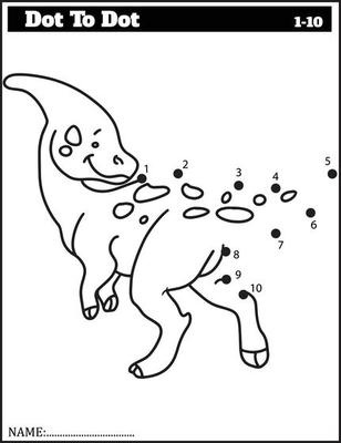Funny Cartoon Dinosaur Dot To Dot Game For Kids Numbers Worksheet Vector Art At Vecteezy