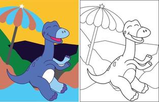 Dinosaur Coloring page book for kids. vector