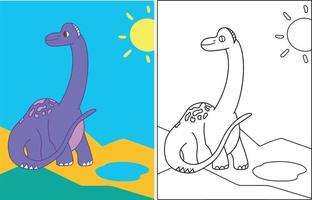Libro de páginas para colorear de dinosaurios para niños. vector