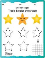 Learn shapes,Preschool or kindergarten worksheet for practicing motor skills. Tracing dashed lines.Educational printable math. vector