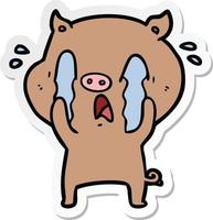 sticker of a crying pig cartoon vector