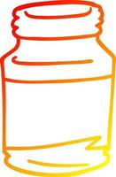 warm gradient line drawing cartoon pill jar vector