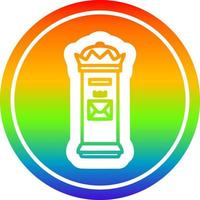 British postbox circular in rainbow spectrum vector