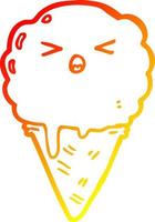 warm gradient line drawing cartoon ice cream vector