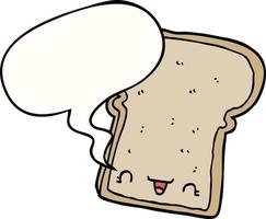 cute cartoon slice of bread and speech bubble vector