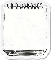 pegatina retro angustiada de un bloc de notas de dibujos animados vector