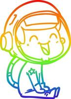 arco iris gradiente línea dibujo feliz dibujos animados astronauta vector