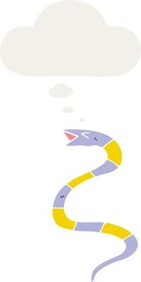 cartoon snake and thought bubble in retro style