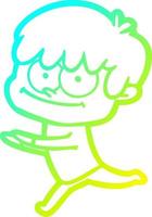 cold gradient line drawing happy cartoon man vector