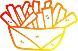 warm gradient line drawing cartoon french fries vector