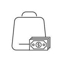 bolsa de compras con vector de icono de dinero