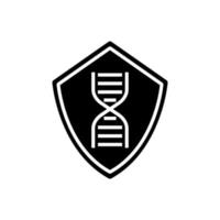 genetic protection symbol, shield with DNA icon vector