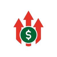 money with arrow up icon vector