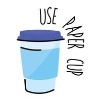 Get this amazing doodle sticker of paper cup vector