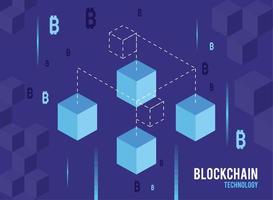 cubes in blockchain technology background vector