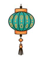 green chinese lamp vector