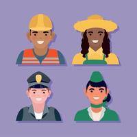 group of four professionals workers vector