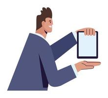 elegant man with tablet vector