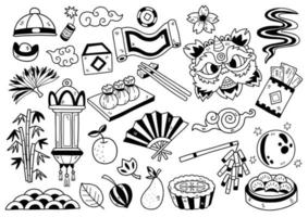 estilo dibujado a mano china doodle objetos ilustración vectorial para banner vector