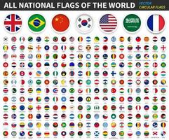 todas las banderas nacionales del mundo. bandera circular con marco y nombre de país. vectorial vector