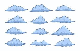 colección de elementos de icono de doodle dibujado a mano en la nube vector