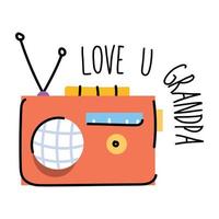 Audio broadcasting device vintage radio set vector