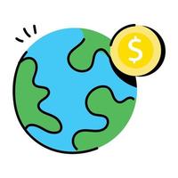 Modern flat sticker icon of global money vector