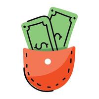 A cash pocket flat icon design vector