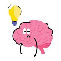 Modern flat sticker icon of creative brain vector
