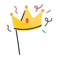 A handy doodle sticker of crown prop vector
