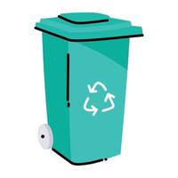 pegatina plana de moda de la papelera de reciclaje vector