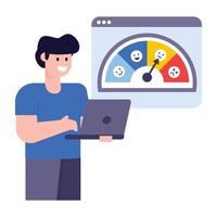 An editable flat illustration of satisfaction meter vector