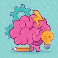 brain and light bulb vector