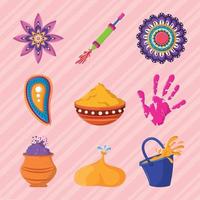 icon set happy holi vector