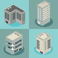 different isometric buildings vector