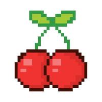 cherry fruit pixel vector