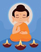 cute buddha in meditation vector