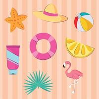 summer tropical icons vector