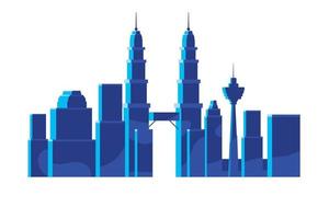 silhouette malaysia buildings vector