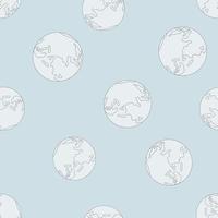 Planet earth engraved seamless pattern. Vintage sphere of world in hand drawn style. vector