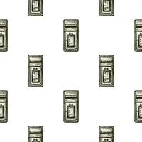 Mailbox engraved seamless pattern. Vintage letterbox in hand drawn style. vector