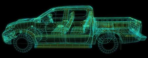 automóvil con intersección de estructura alámbrica con entorno de interfaz de usuario digital foto