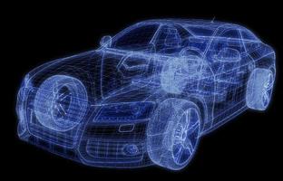 automóvil con intersección de estructura alámbrica con entorno de interfaz de usuario digital foto