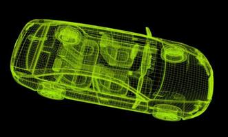 automóvil con intersección de estructura alámbrica con entorno de interfaz de usuario digital foto